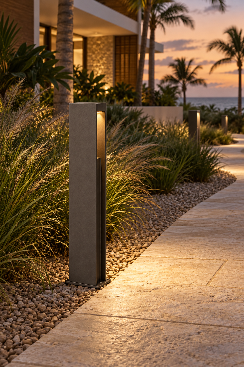 Mini poste balizador com abertura lateral BL 603 — Aplicação em ambiente