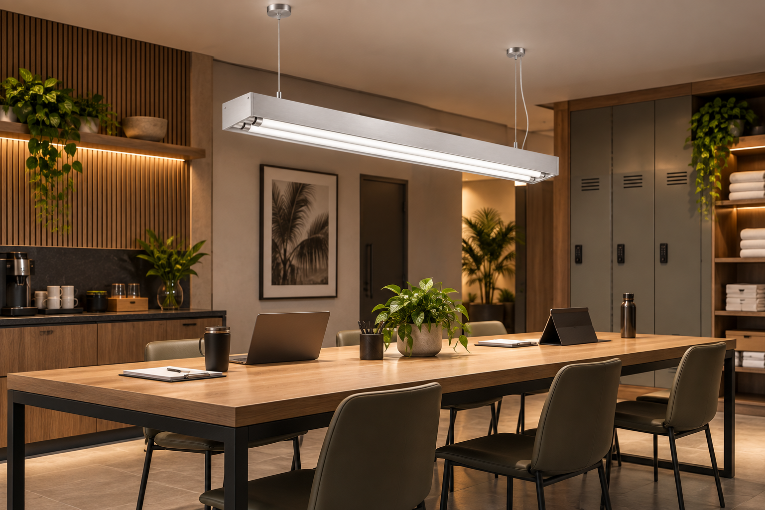 Luminária tubular pendente FL 602 — Aplicação em ambiente