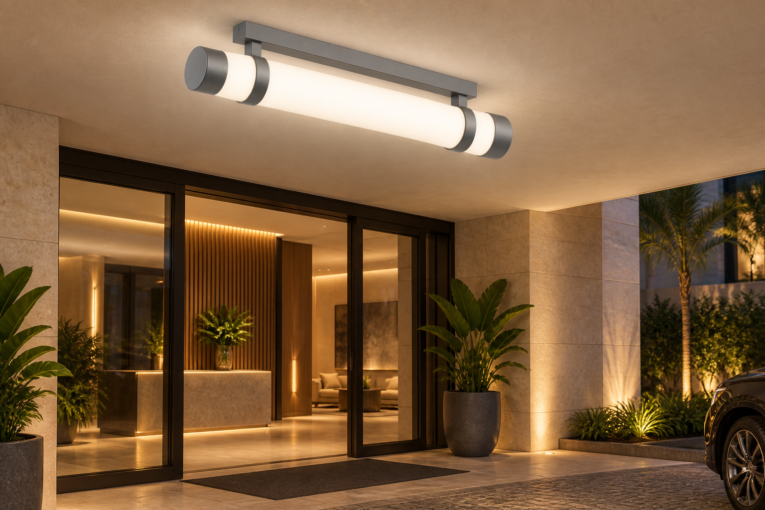 Plafon tubular com difusor PL 601 — Aplicação em ambiente