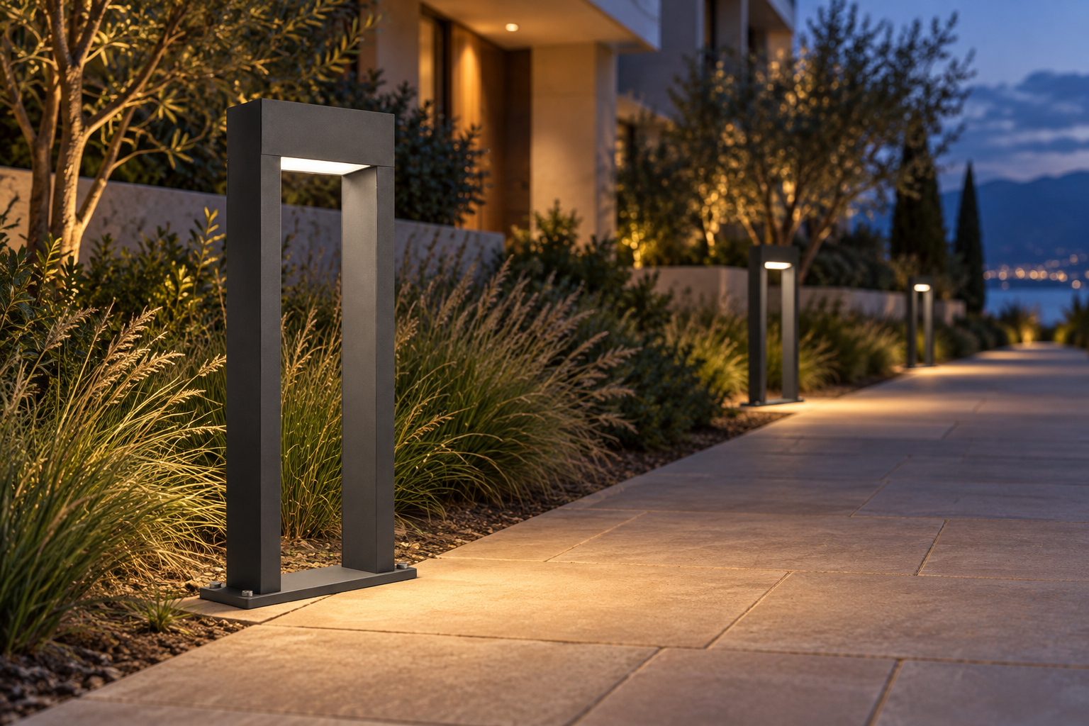 Mini poste balizador portal BL 604 — Aplicação em ambiente