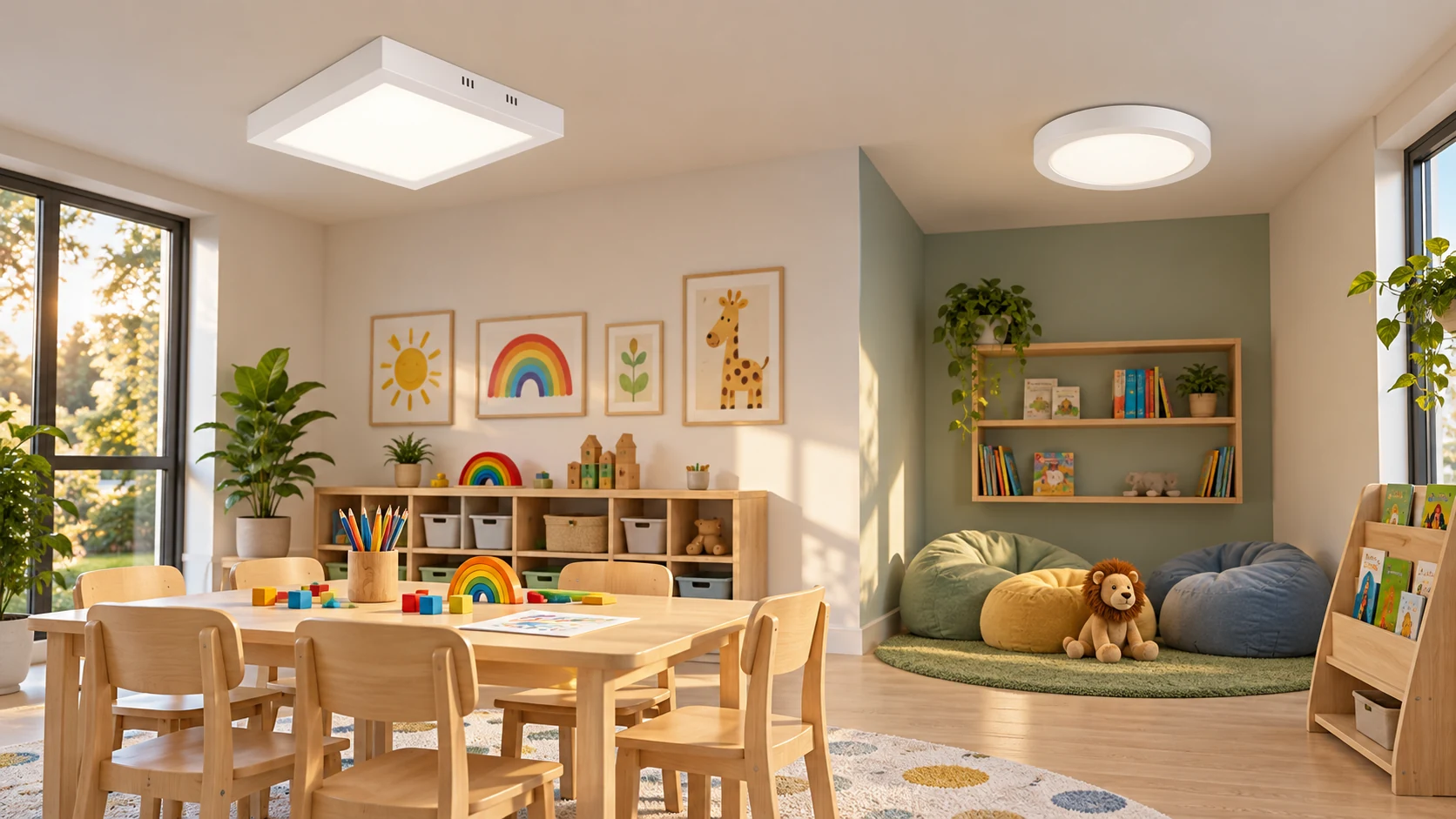 Atividades e leitura — estudo ilustrativo dos produtos PL 129/36w 3000k 400x400mm, PL 130/18w 3000k pto