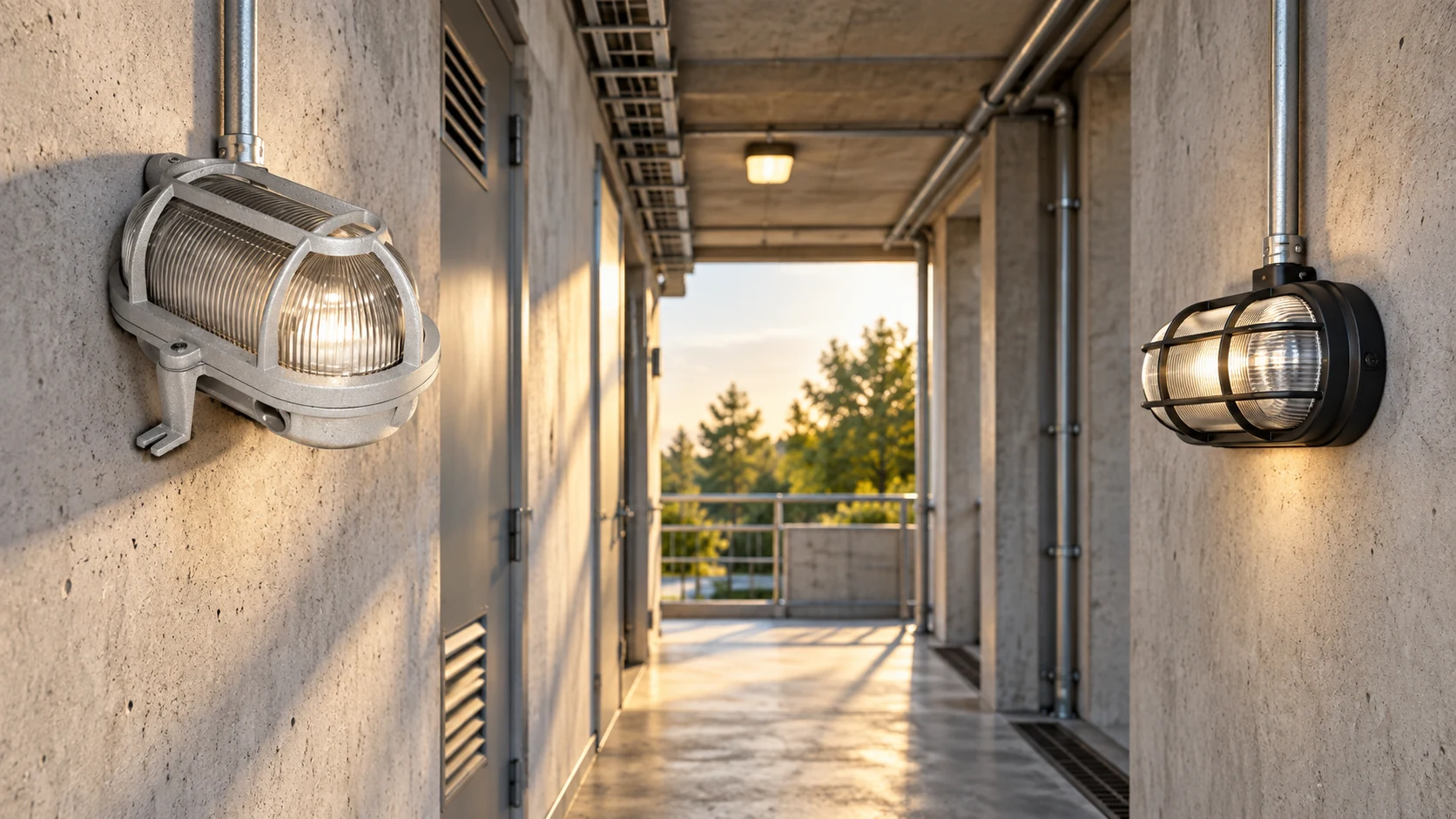 Circulação de serviço — estudo ilustrativo dos produtos AD 095/P cinza mart, AD 077/8w 3000k LED s/grade pto