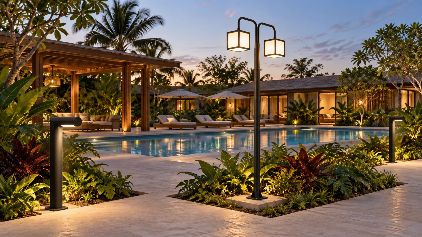 Hotéis e resorts — ambientação ilustrativa criada com IA