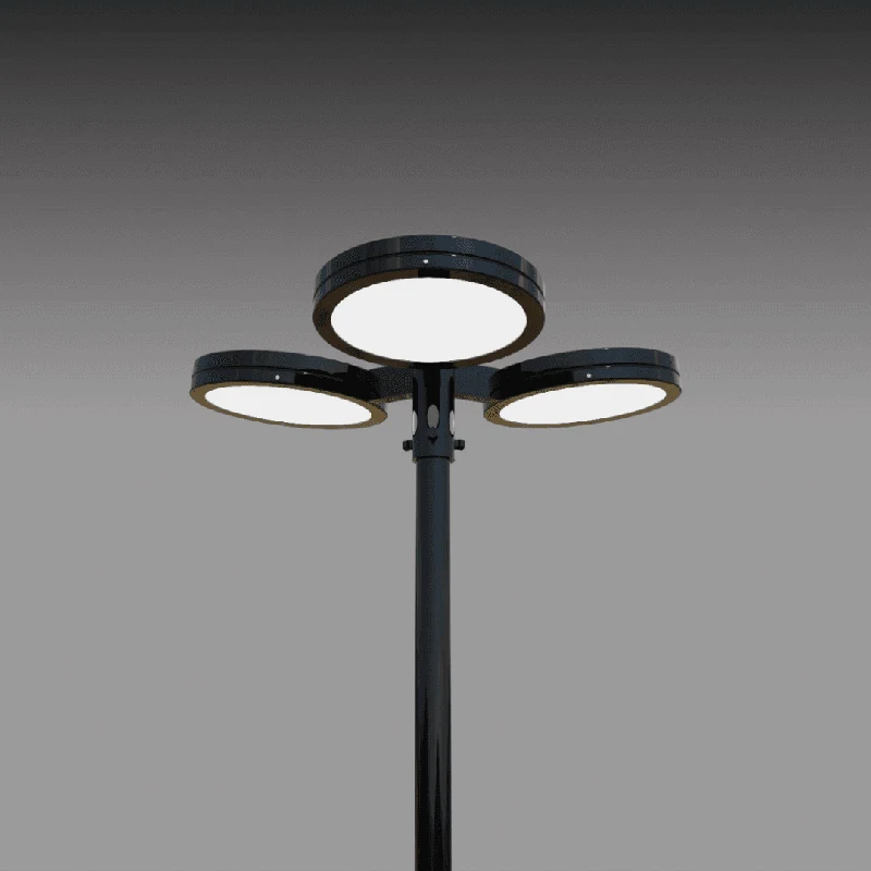 Poste 3 luminárias LED redondas PT 535