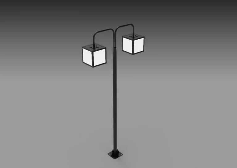 Poste reto luminária cubo PT 351