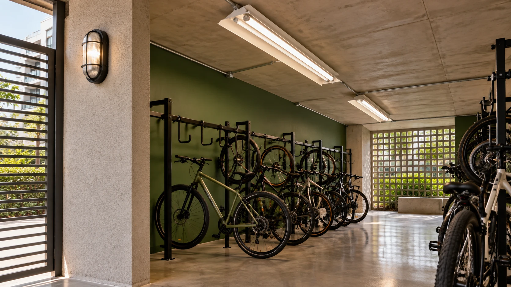 Bicicletário inspirado em FL 218 · AD 077 — imagem ilustrativa criada com IA