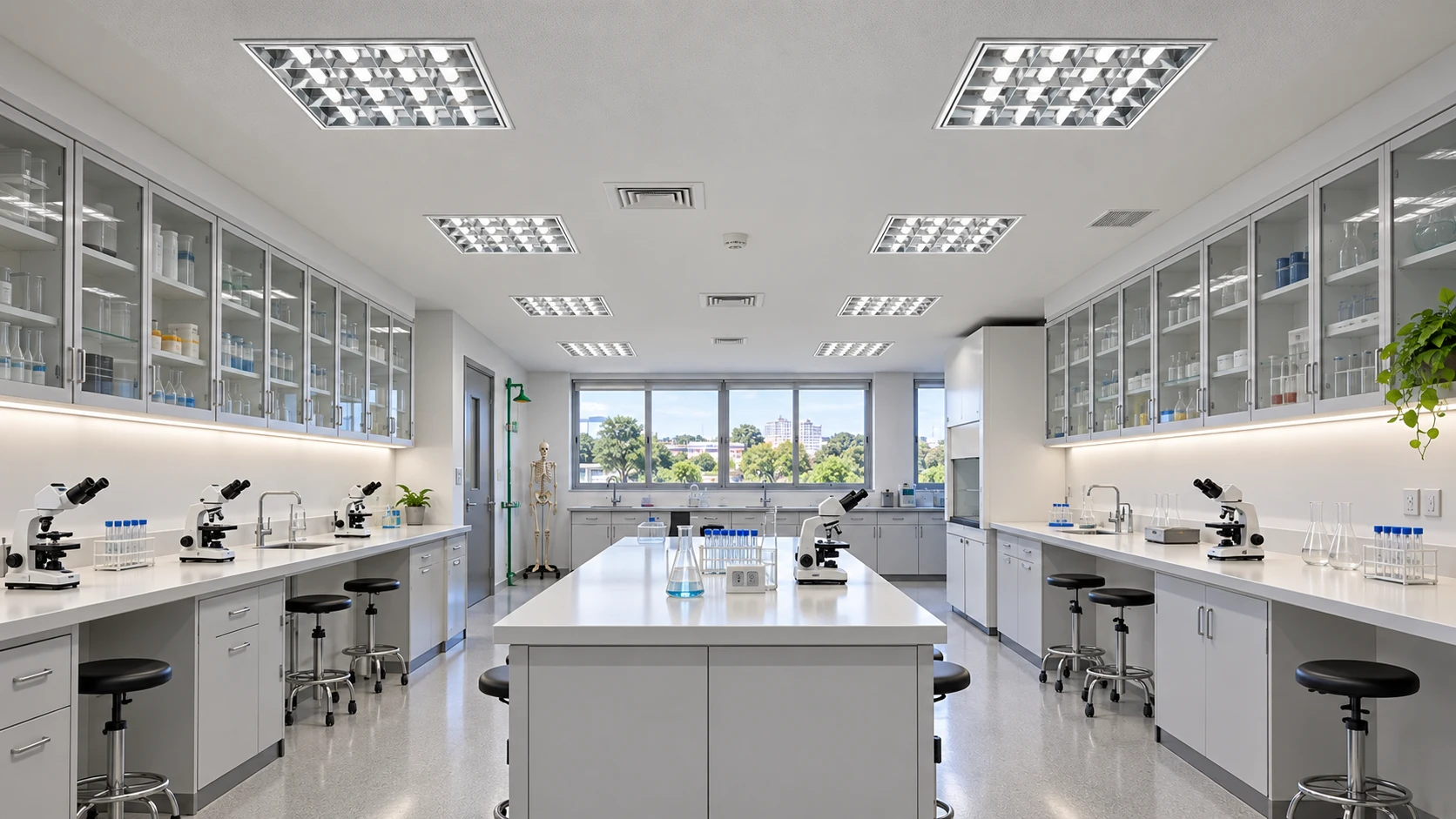 Laboratório de ciências com FE 209/416 · PA 001 — imagem ilustrativa criada com IA