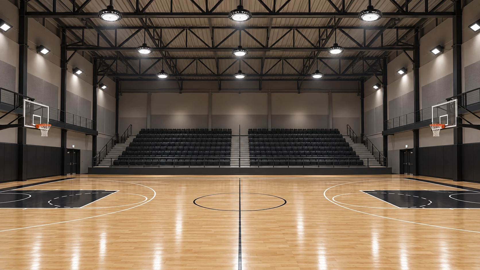 Quadras de basquete com PD 204/1 · PJ 163/100 — imagem ilustrativa criada com IA