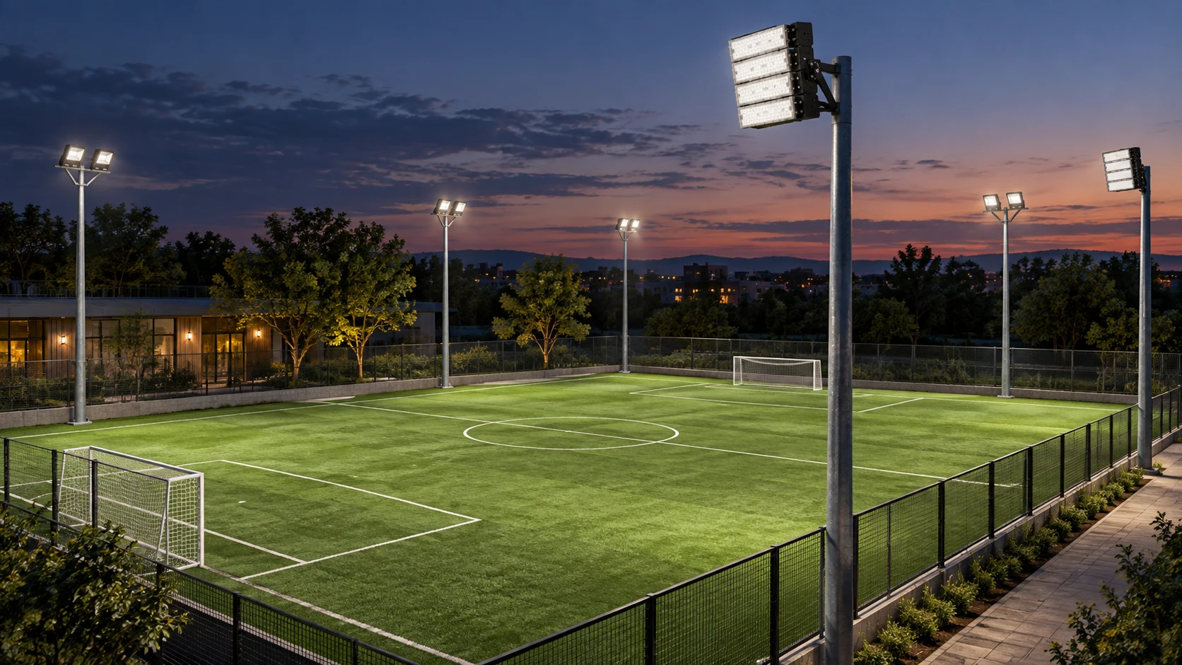 Campos de futebol com CR 001 · PJ 161 — imagem ilustrativa criada com IA