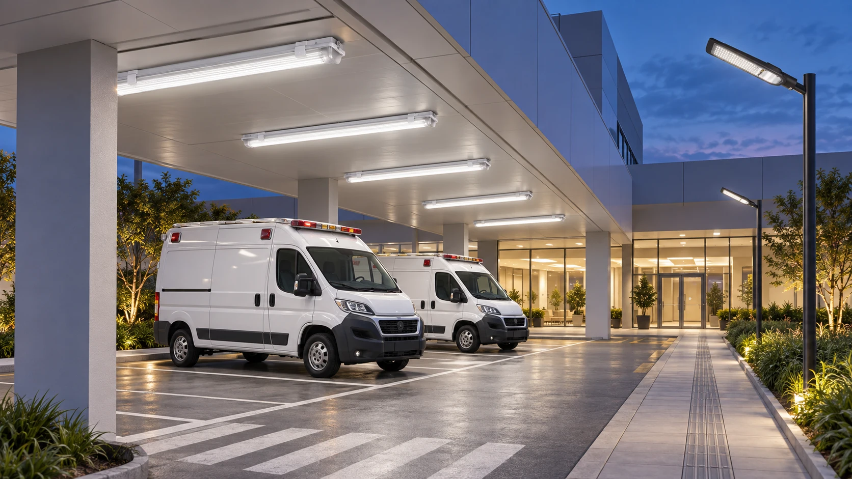 Estacionamento de ambulâncias com FL 206 · PT 336 — imagem ilustrativa criada com IA