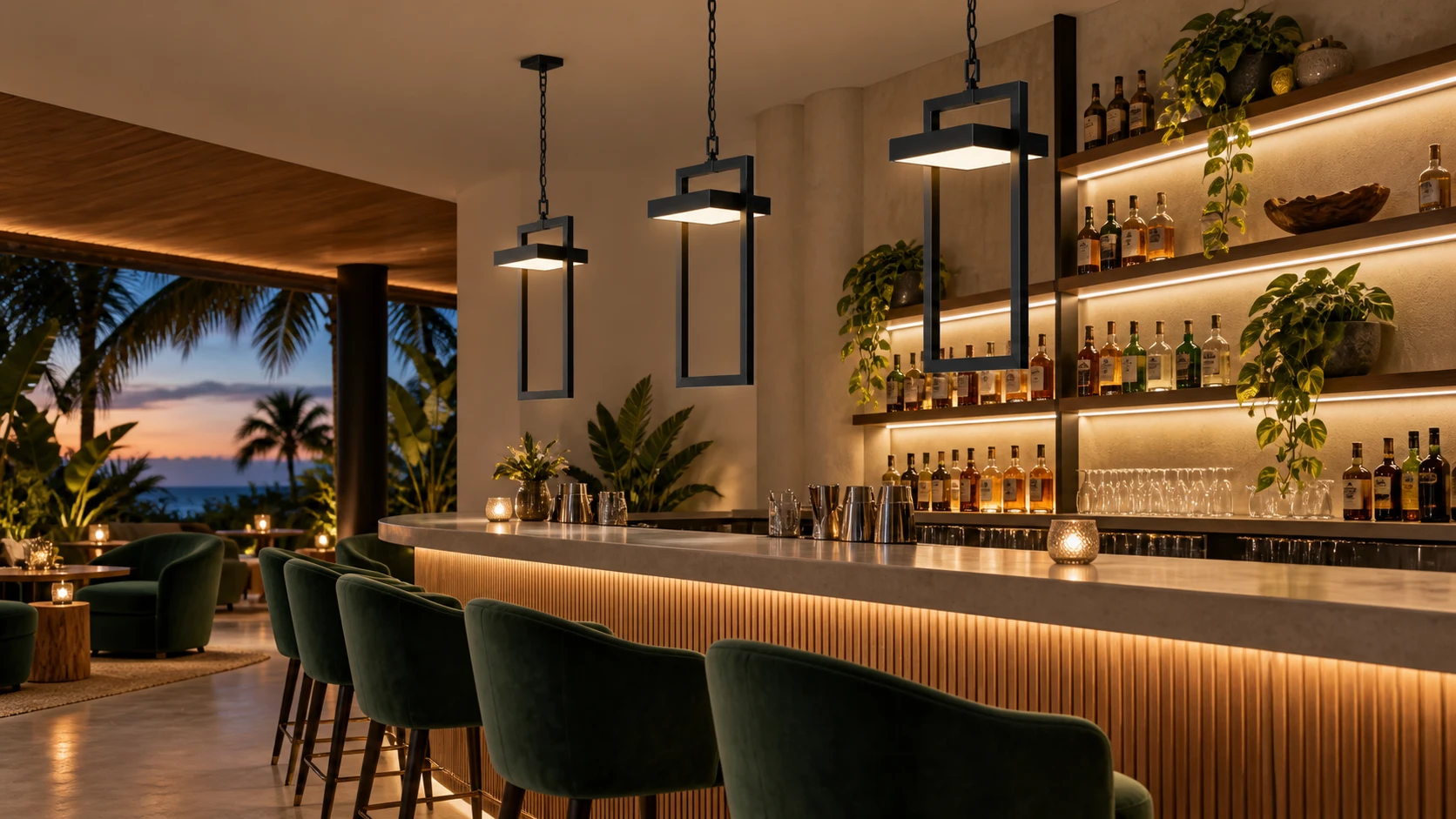 Bar e lounge inspirado em PD 353 · PA 001 — imagem ilustrativa criada com IA