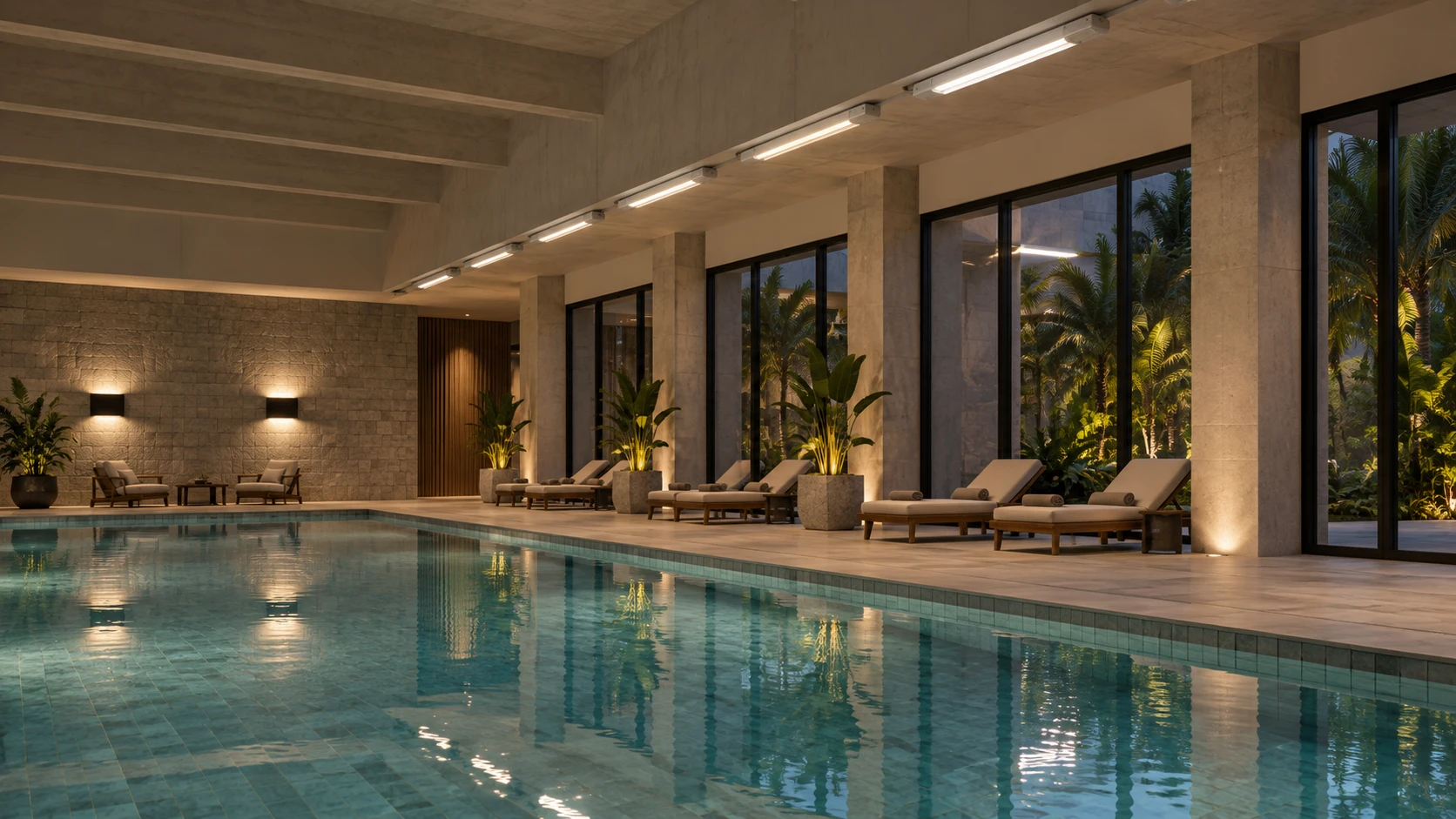 Piscina coberta inspirado em FL 206 · AD 111 — imagem ilustrativa criada com IA