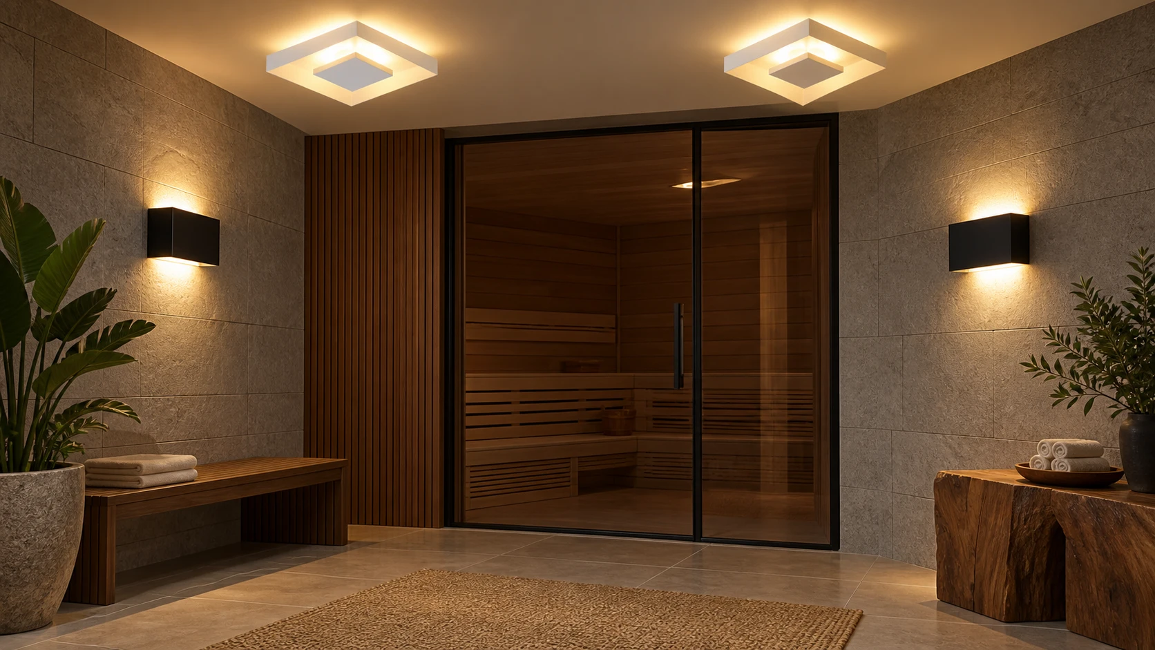 Antessala e acesso à sauna inspirado em PL 722 · AD 111 — imagem ilustrativa criada com IA