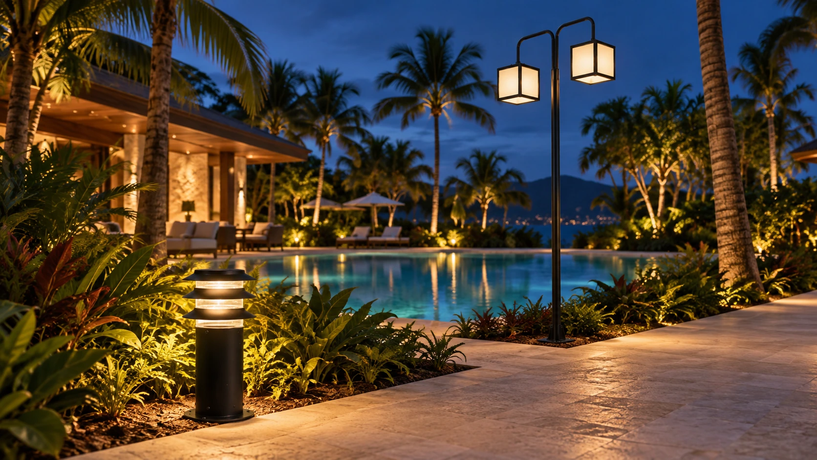 Piscina de resort tropical — imagem ilustrativa criada com IA