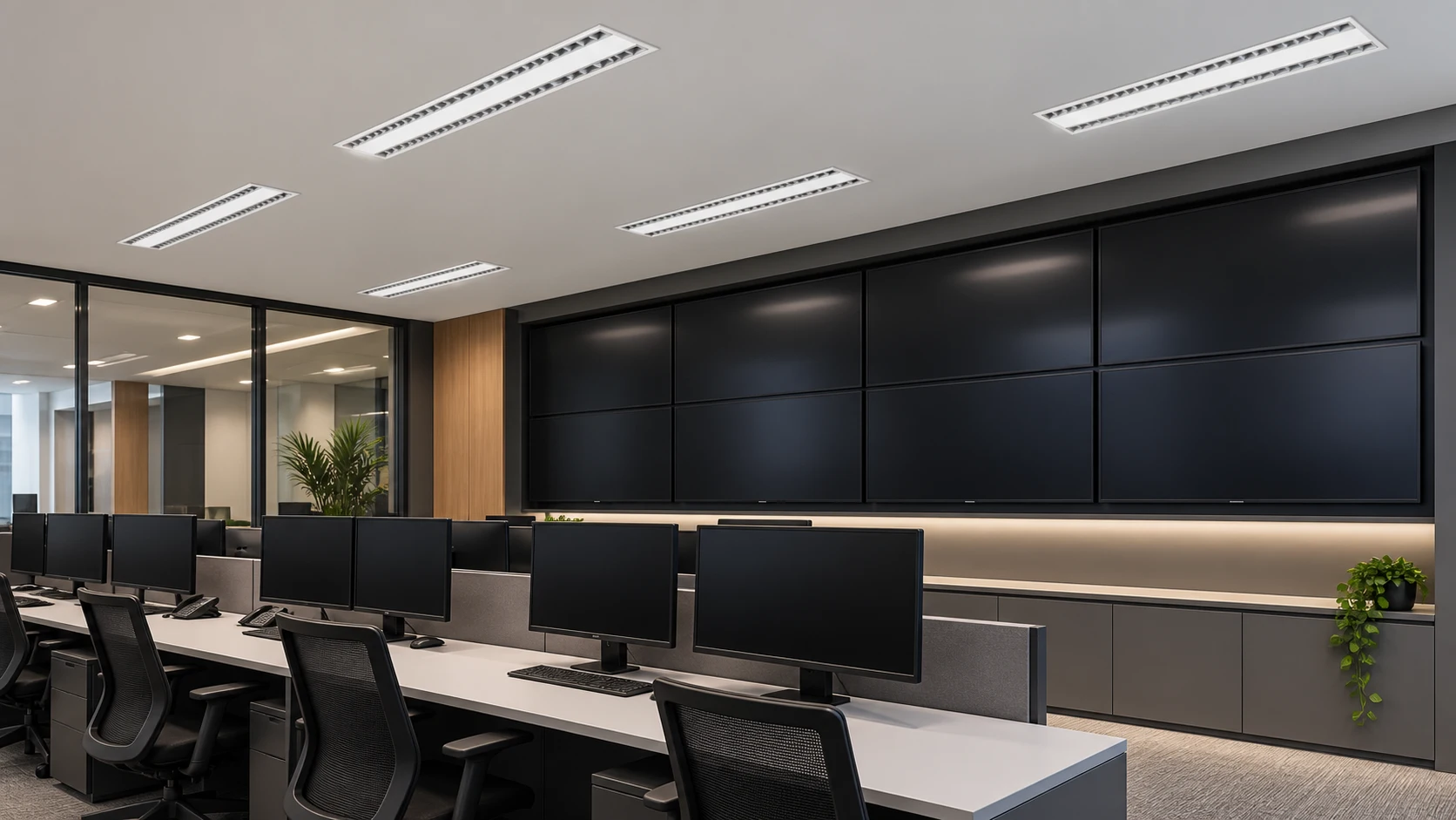 Sala de controle com FE 219 · PA 001 — imagem ilustrativa criada com IA